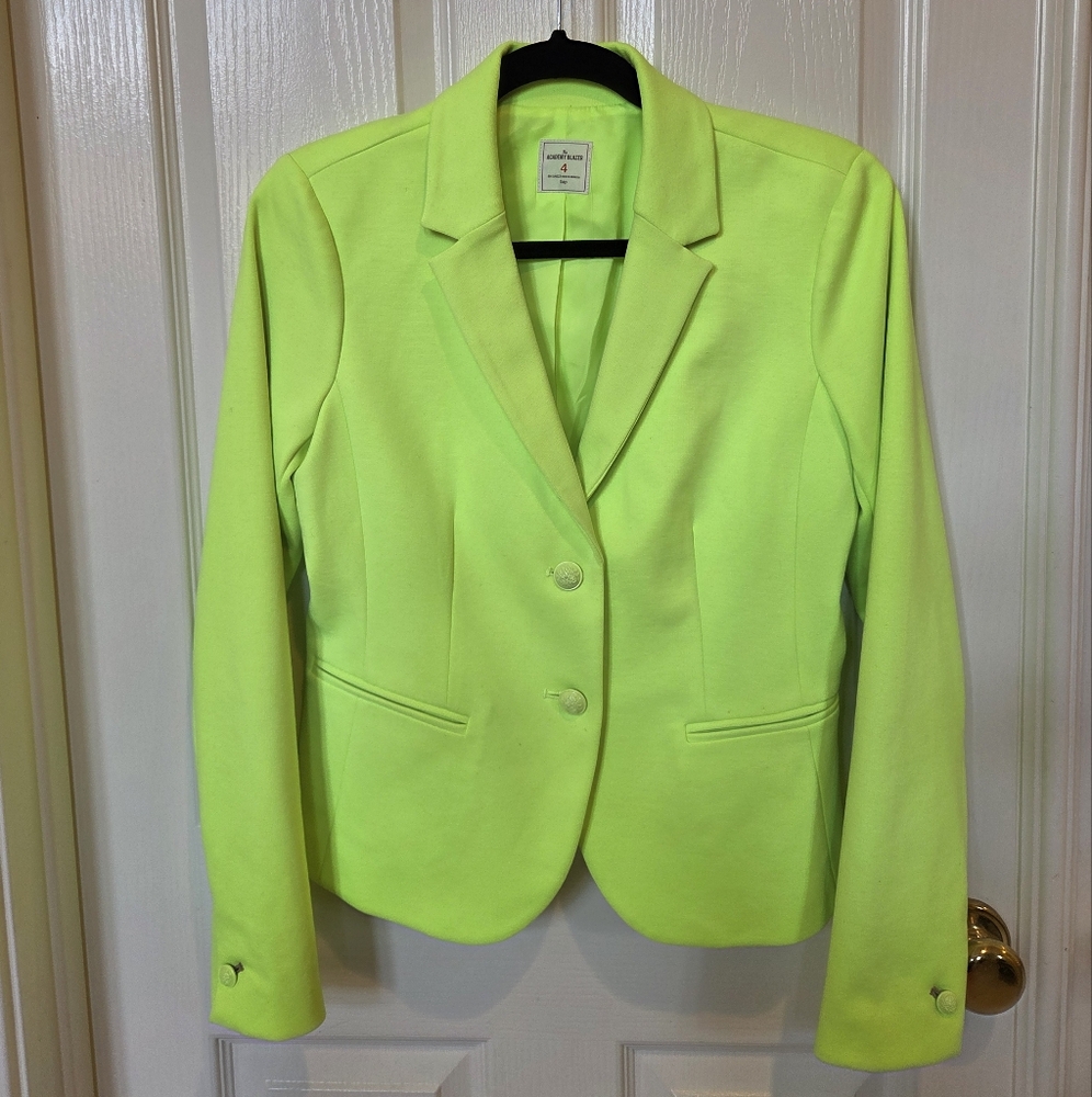 Gap Academy Blazer Size 4 Neon Highlighter Yellow Green